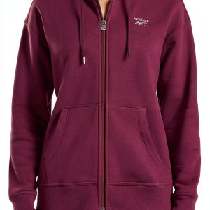 Reebok Womens Athletic Hoodie Rhinestone Zip Up Cotton-0
