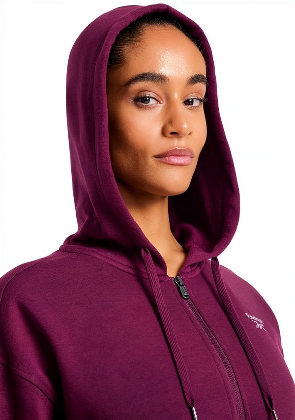 Reebok Womens Athletic Hoodie Rhinestone Zip Up Cotton-3