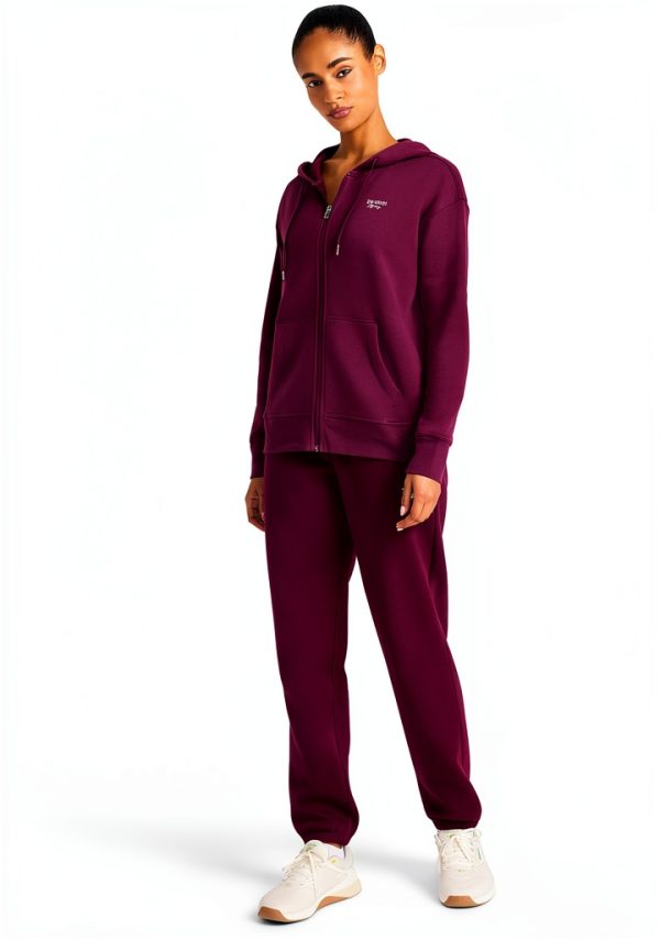 Reebok Womens Athletic Hoodie Rhinestone Zip Up Cotton-2