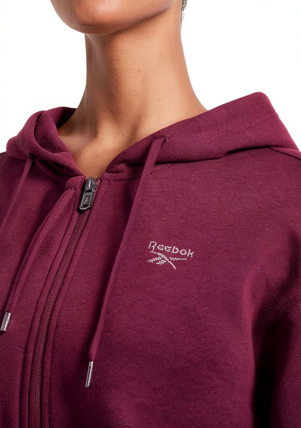 Reebok Womens Athletic Hoodie Rhinestone Zip Up Cotton-5