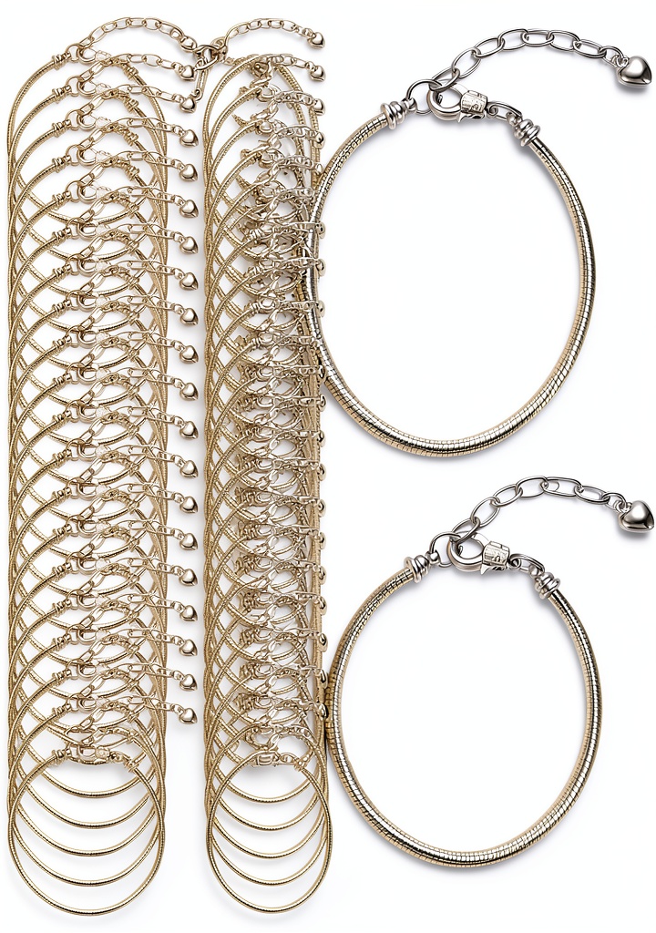 Hicarer snake chain bracelets displayed in silver color with beads