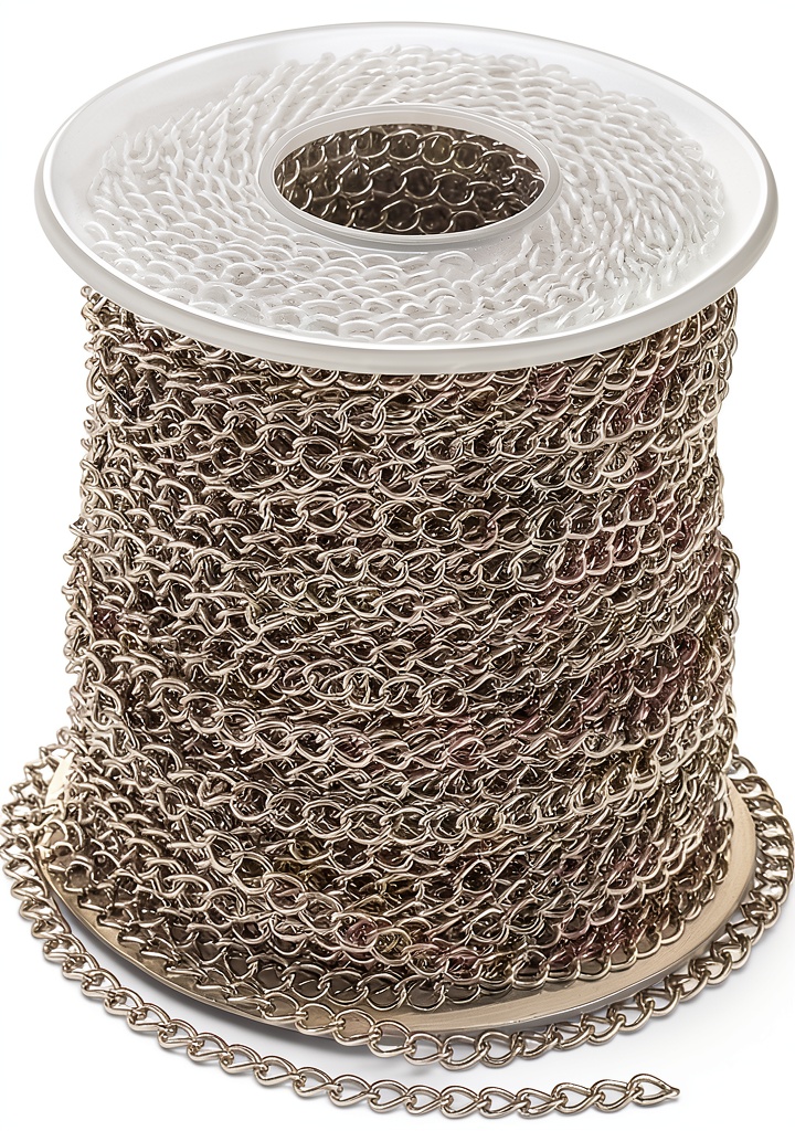 Pandahall stainless steel curb chain spool with close-up of links
