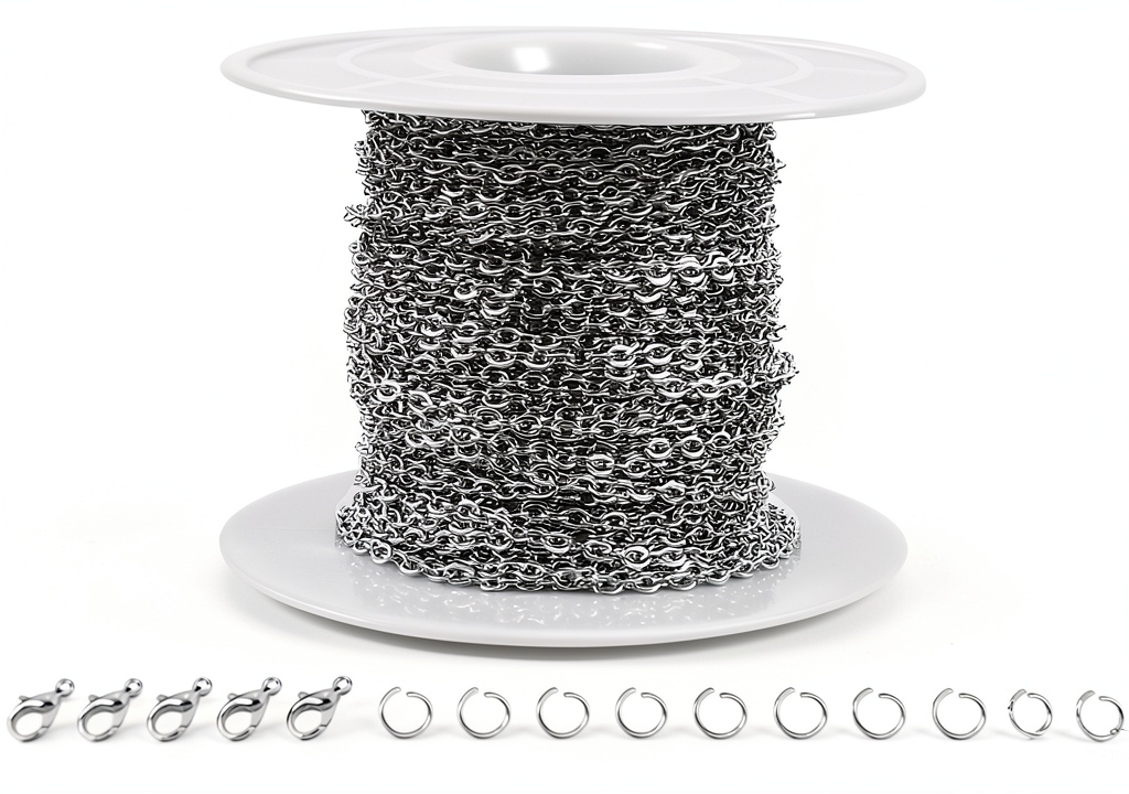 Yuntop stainless steel jewelry chain roll with clasps and jump rings